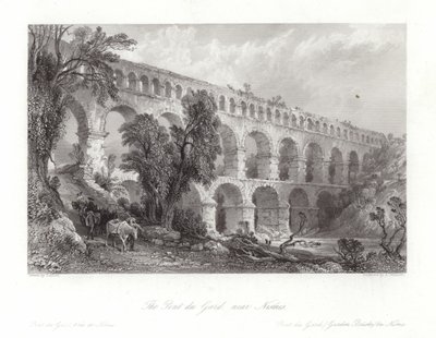 De Pont du Gard, nabij Nismes door Thomas Allom