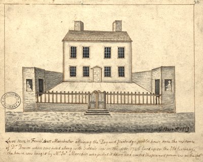 Levers House, Manchester, 1819 (pen en inkt en was op papier) door Thomas Barritt