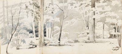 Een prieel omringd door bomen door Thomas Baxter