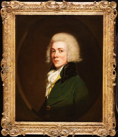 Portret van Reginald Pearch, halve lengte, in een groene jas en witte das, 1788 door Thomas Beach