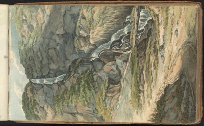 Album van Landschap- en Figurenstudies. Een Waterval door Thomas Bradshaw