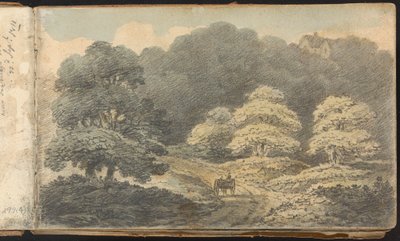 Album van Landschap- en Figurenstudies: Landschap met Paard en Kar bij Tunbridge Wells door Thomas Bradshaw