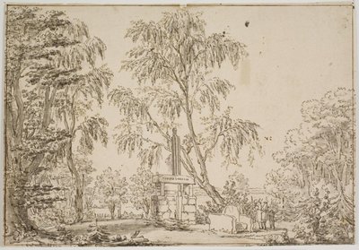 Deel van Fredensborg tuin met "de verborgen antiek" en Esrom meer op de achtergrond door Thomas Bruun