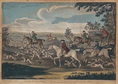 Jacht [set van vier]: 1. Naar de dekking (titels zijn ook in het Frans ingeschreven) door Thomas Burford