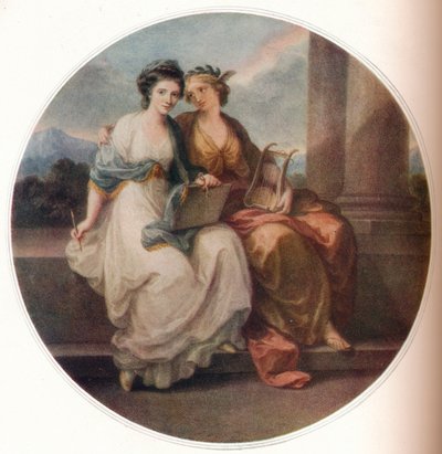 Angelica Kauffmann in de rol van Design luisterend naar de inspiratie van poëzie, 1782 door Thomas Burke