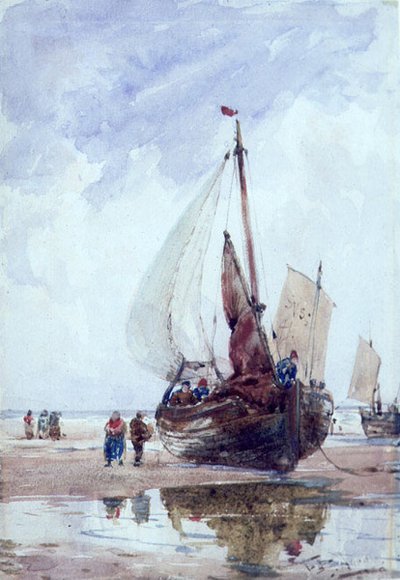 Een gestrande vissersboot door Thomas Bush Hardy