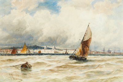 Greenwich Hospital en Naval College vanaf de Theems door Thomas Bush Hardy