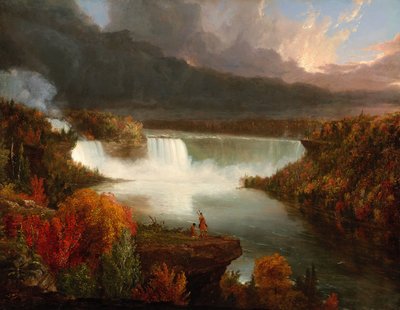 Ver uitzicht op de Niagara watervallen door Thomas Cole