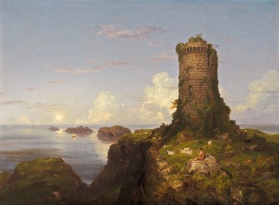 Italiaanse Kustscène met Vernielde Toren door Thomas Cole