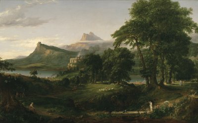 De Loop van het Rijk: De Arcadische of Pastorale Staat, ca. 1836 door Thomas Cole