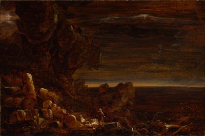 De pelgrim van de wereld aan het einde van zijn reis (studie voor de serie Het kruis en de wereld) door Thomas Cole