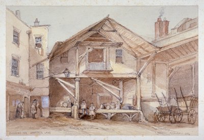 Blossoms Inn, Lawrence Lane, City of London, 1854 door Thomas Colman Dibdin