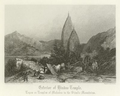Exterieur van een Hindoeïstische tempel door Thomas Colman Dibdin