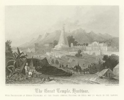 De Grote Tempel, Hurdwar, India door Thomas Colman Dibdin