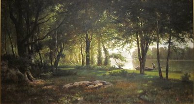 Landschap, rivier en bos door Thomas Corwin Lindsay