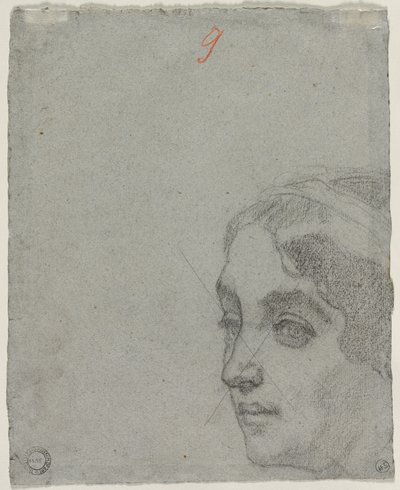 Hoofd van een Vrouw (verso) door Thomas Couture