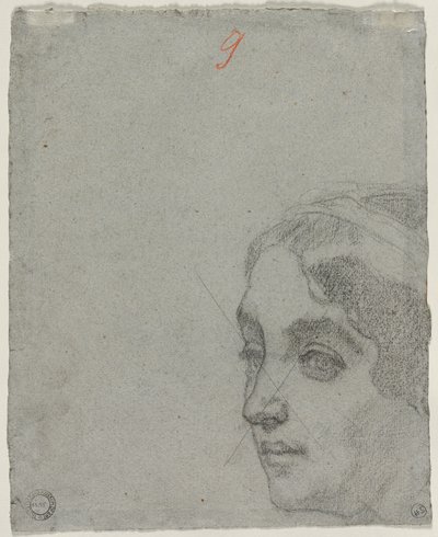 Hoofd van een Vrouw verso, c. 1857 door Thomas Couture