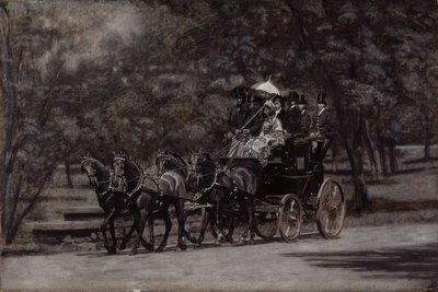 The Fairman Rogers Four-In-Hand (Een meimorgen in het park) 1899 (olieverf op doek) door Thomas Cowperthwait Eakins