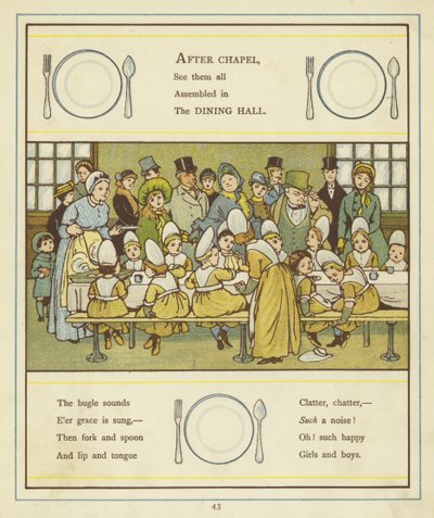 Een groep kinderen rond een eettafel door Thomas Crane