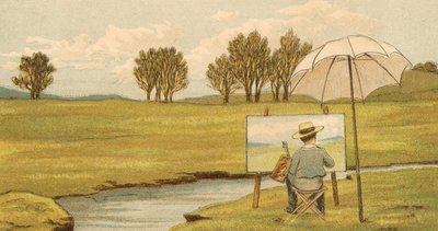 Huiselijk leven: kind schildert op het landgoed door Thomas Crane