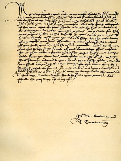 Brief van Thomas Cranmer aan Thomas Cromwell, Ford, 13 augustus 1537 door Thomas Cranmer