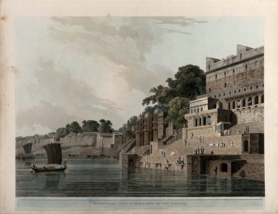 Dusasumade Gaut, in Benares door Thomas Daniell