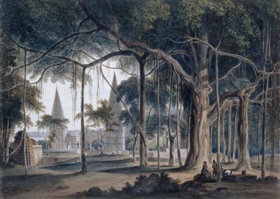 Hindoe tempels in Agori, Uttar Pradesh door Thomas Daniell
