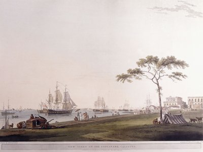 Gezicht op de Esplanade, Calcutta, 1797 door Thomas Daniell