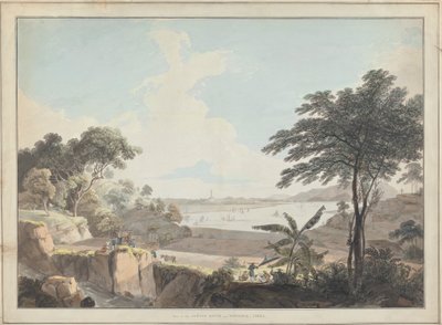 Uitzicht op de Canton-rivier, nabij Whampoa, China door Thomas Daniell
