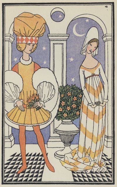 Illustratie voor De Decameron van Boccaccio (kleurenlitho) door Thomas Derrick