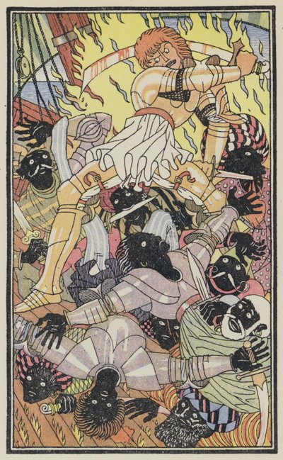 Illustratie voor De Decameron van Boccaccio (kleurenlitho) door Thomas Derrick