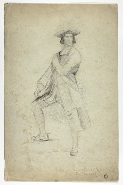 Studie voor staande man met sjerp en dramatische pose door Thomas Duncan