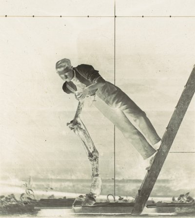 Man op een ladder met ontleed paardenbeen, 1880s door Thomas Eakins