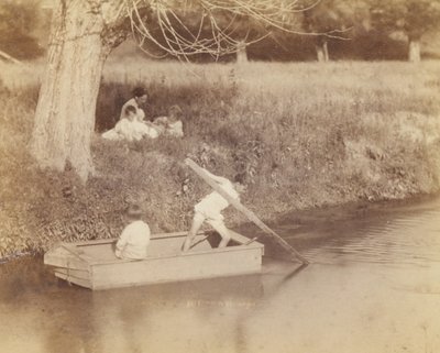 Twee Jongens die bij de Kreek Spelen door Thomas Eakins