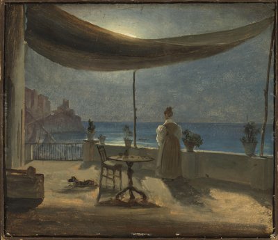 Een terras in Amalfi bij maanlicht, c.1834 door Thomas Fearnley