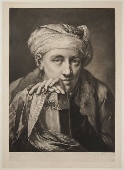 Mann mit Turban, der sich auf ein Buch stützt door Thomas Frye