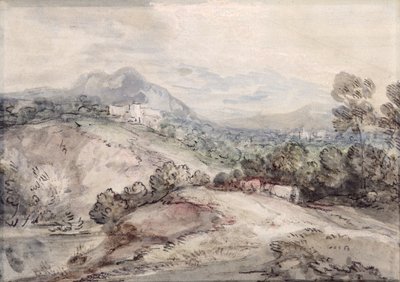 Een Heuvelachtig Landschap door Thomas Gainsborough