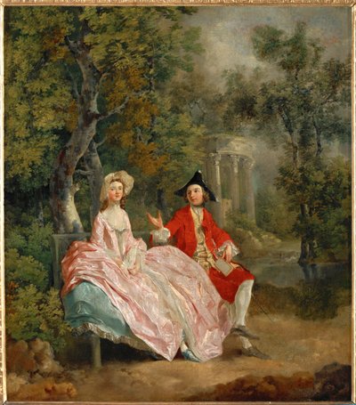 Conversation dans un parc - De kunstenaar en zijn vrouw Margaret in een park ... door Thomas Gainsborough