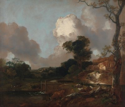 Landschap met stroom en stuw door Thomas Gainsborough