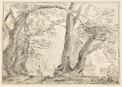 Man met Hond in Bos door Thomas Gainsborough