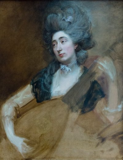 Margaret Gainsborough met een theorbo, ca. 1777 door Thomas Gainsborough