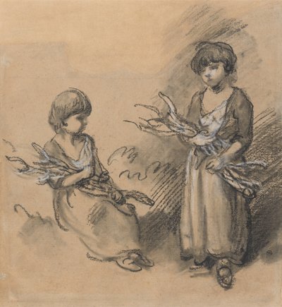 Studies van meisjes die takken dragen door Thomas Gainsborough