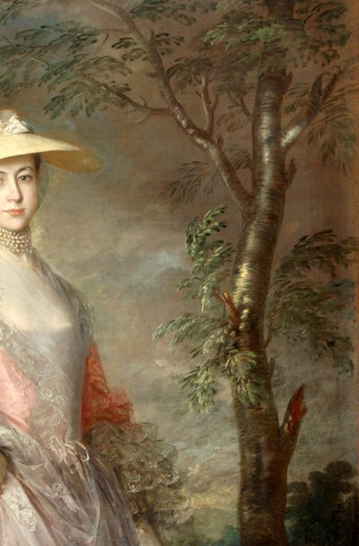 Boomdetail, van een schilderij van Mary, gravin Howe, ca. 1760 door Thomas Gainsborough