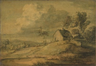 Boslandschap met huisje, koeien en schapen, ca. 1770 door Thomas Gainsborough