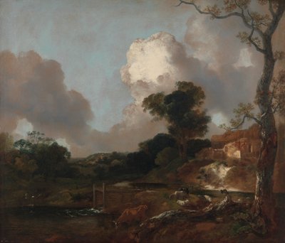 Landschap met stroom en stuw door Thomas Gainsborough RA