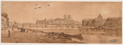 Een Selectie van Twintig van de Meest Schilderachtige Zichten in Parijs: Uitzicht op Pont Neuf, deel van het Louvre, Notre Dame, en het College van Vier Naties door Thomas Girtin
