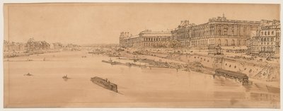 Een Selectie van Twintig van de Meest Schilderachtige Uitzichten in Parijs: Uitzicht op het Louvre en de Brug van de Tuilleries vanaf Pont Neuf door Thomas Girtin
