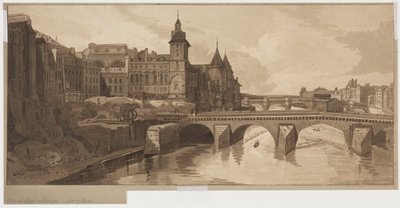 Selectie van Twintig van de Meest Pittoreske Uitzichten in Parijs: Uitzicht op Pont au Change door Thomas Girtin