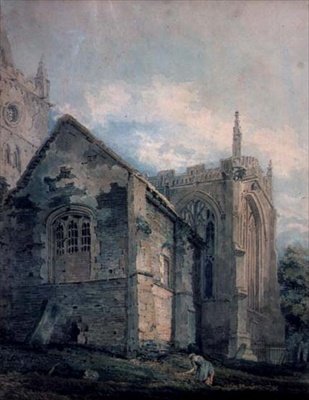 Het oude knekelhuis, Holy Trinity Church, Stratford-upon-Avon door Thomas Girtin