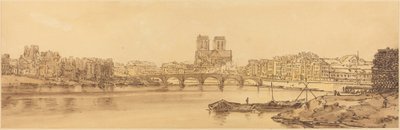 Uitzicht op Pont de la Tournelle en Notre Dame vanaf het Arsnel: pl.11 door Thomas Girtin